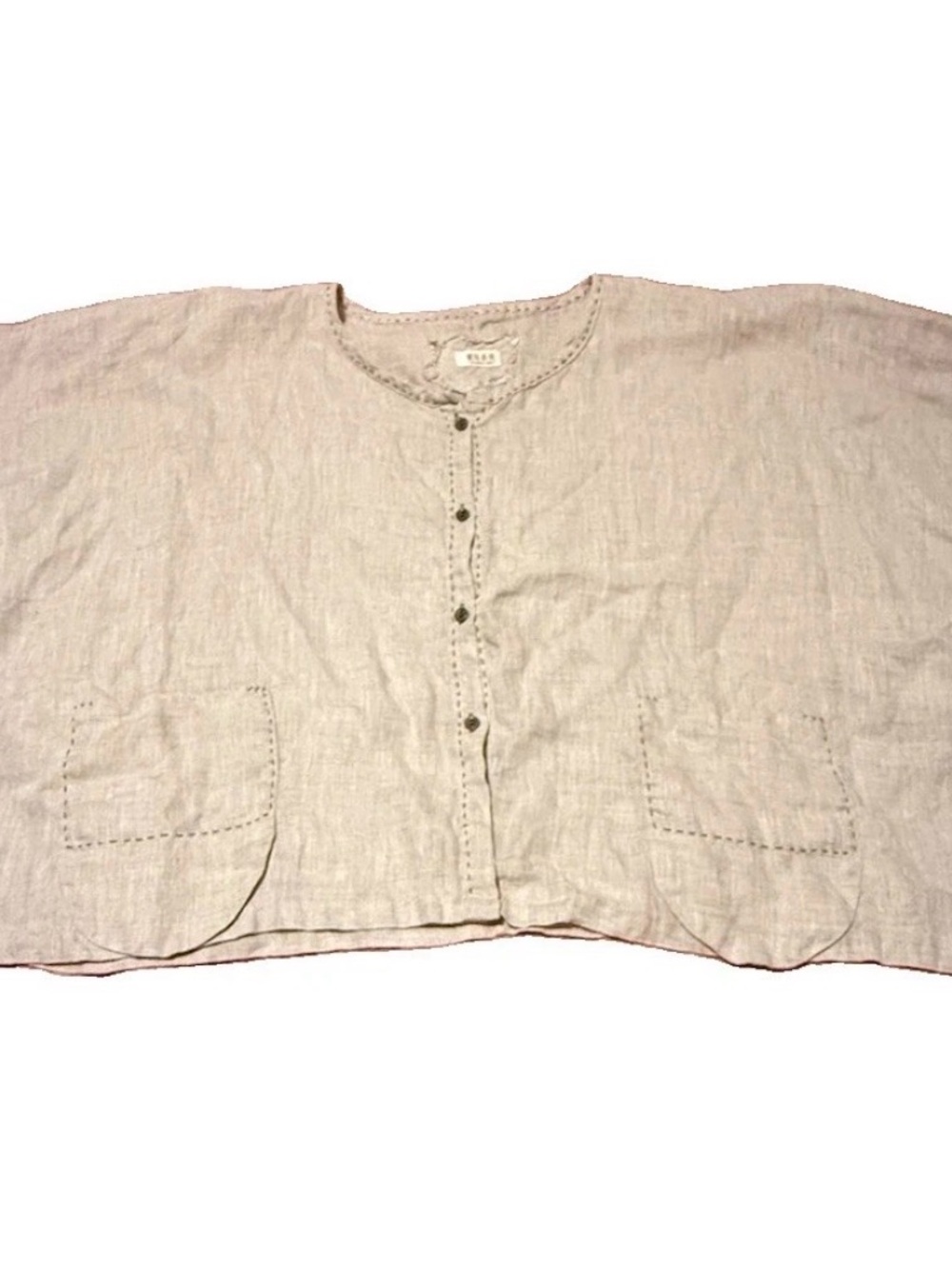 Su Nian Wei Yang Linen Blouse Tan Quality Lightweight Cropped 5X Button